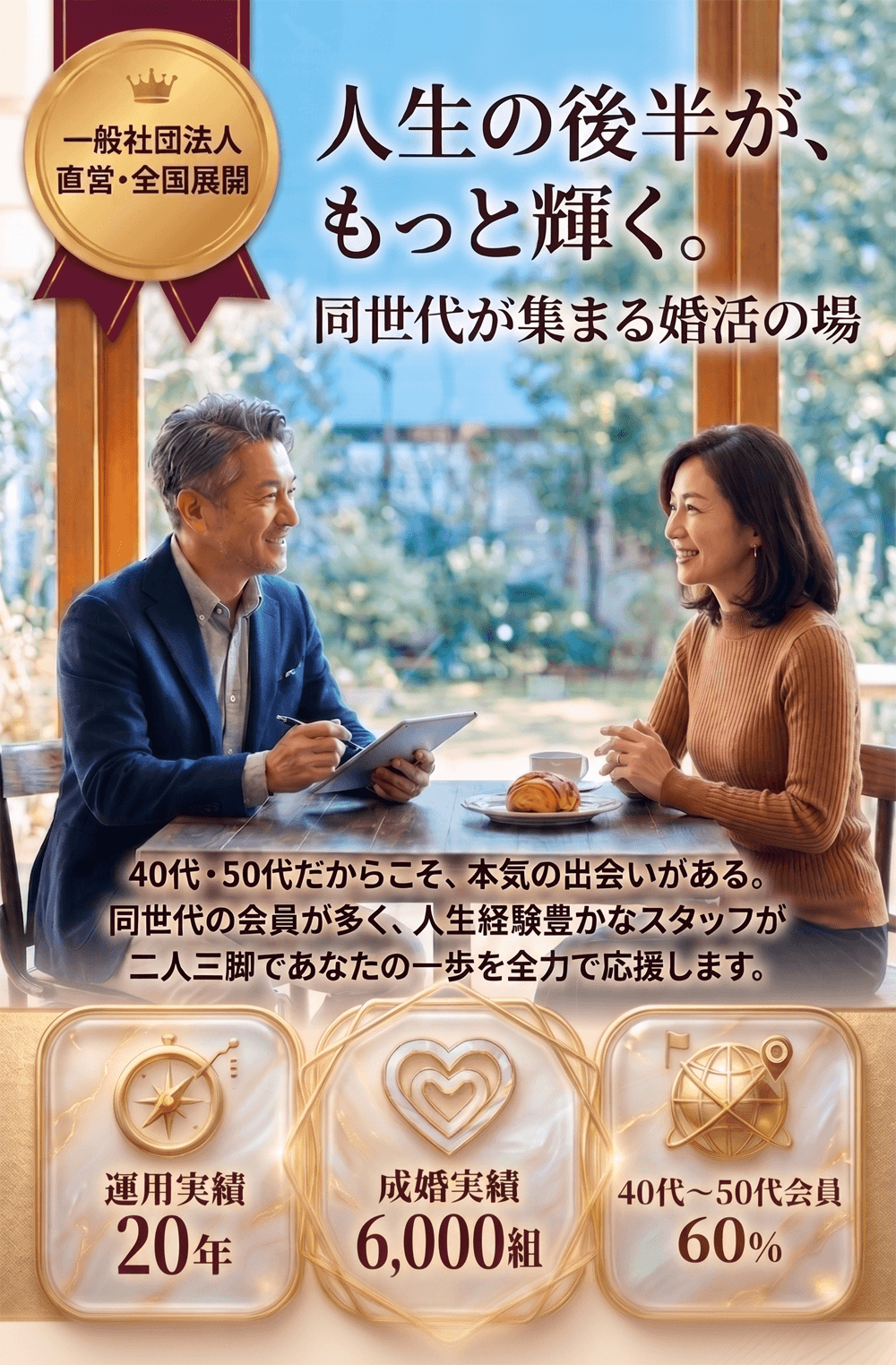 人生の後半が、もっと輝く。40代・50代の婚活 仲人協会
